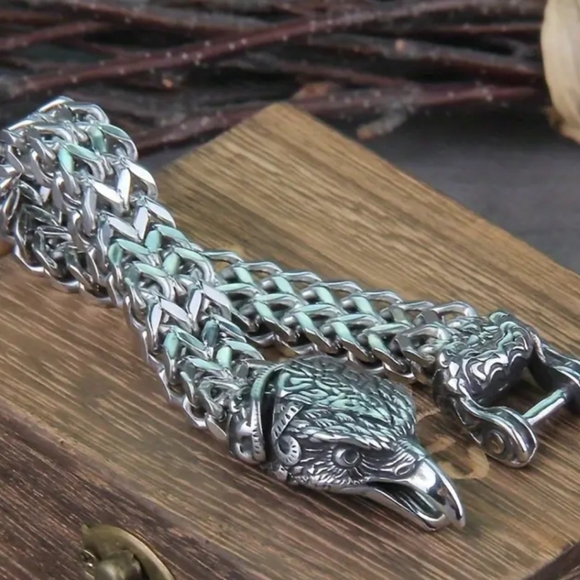 New! MEN'S Claw Link Eagle Head Stainless Steel Bracelet.  9" - Picture 5 of 5